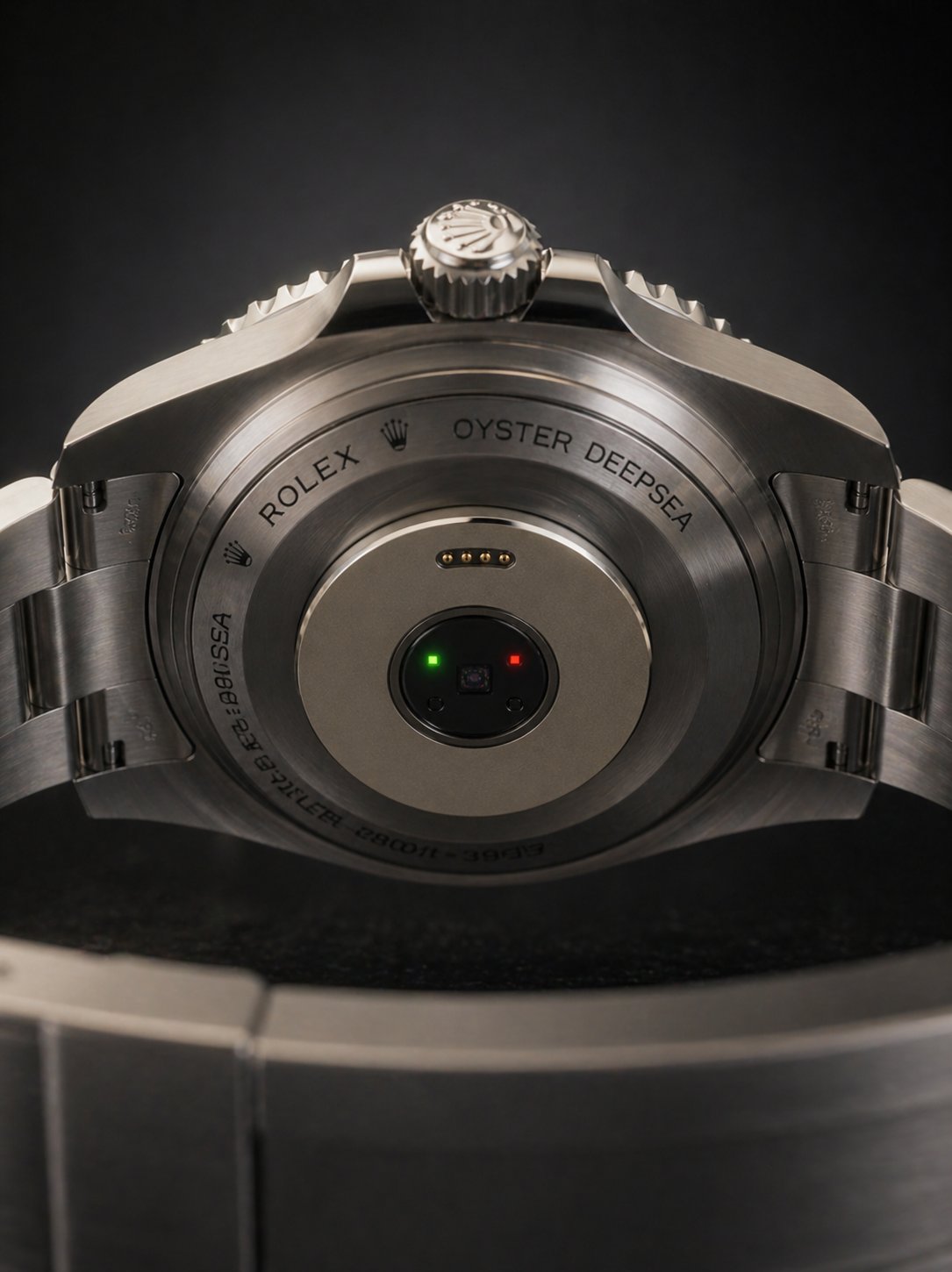 Macro detail of nestor attached to caseback